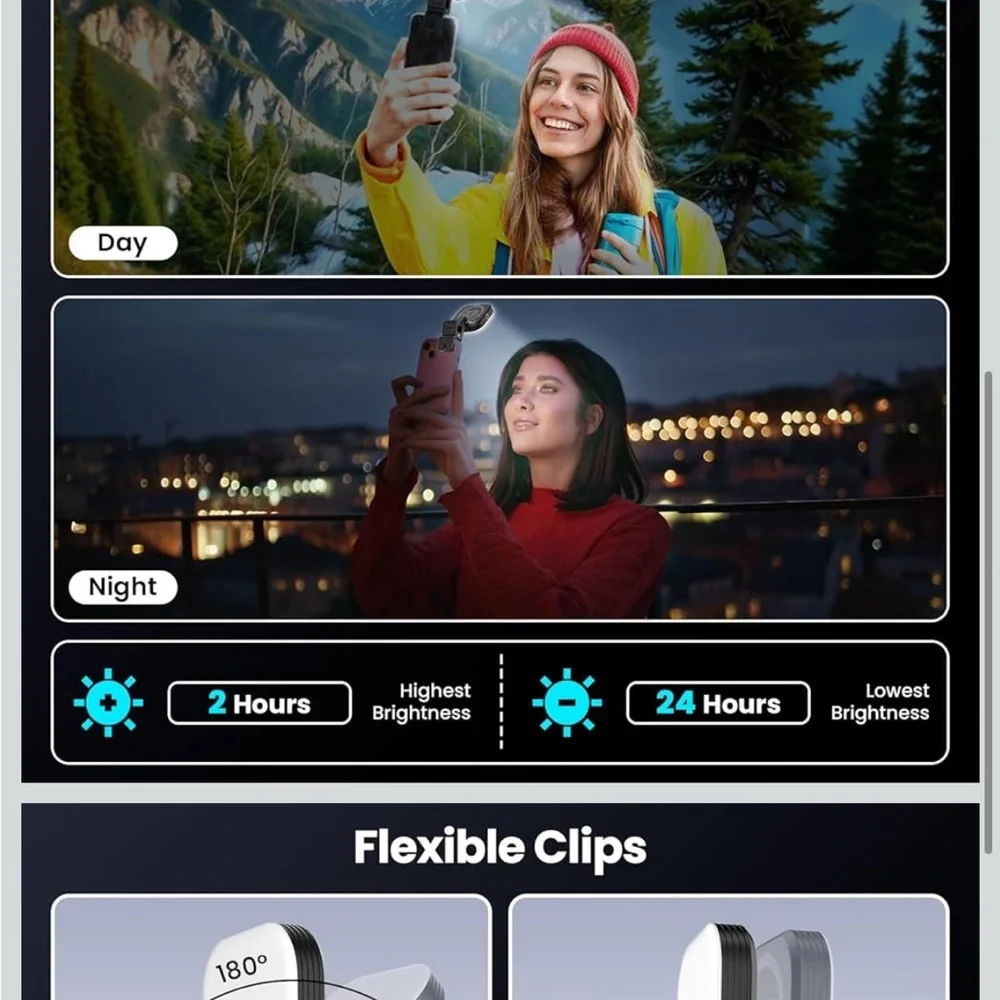 Smartphone Clip-On LED Light - Black
